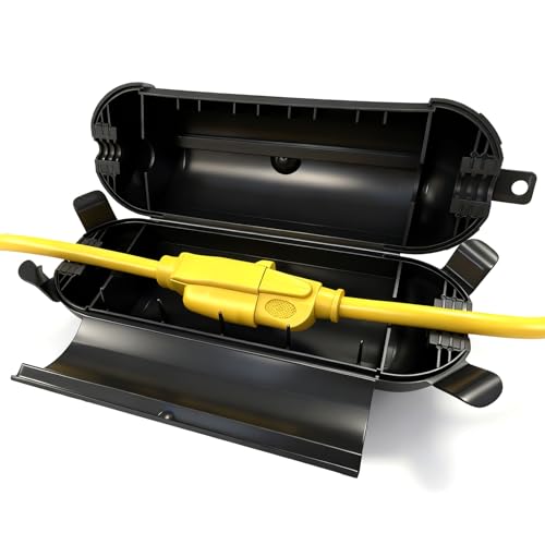 YOJOE Outdoor Extension Cord Cover IP44 Waterproof, Black Cord Protector Connector Electri