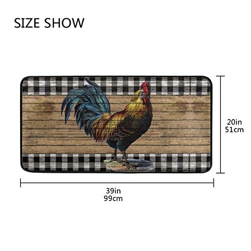 Farmhouse Rooster Kitchen Rugs Standing Mat Anti Fatigue Comfort Flooring Non Slip Rubber Backing Area Rugs Washable Carpet Inside Door Mat Pad 39" X 20" #TOP2