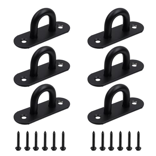 MY MIRONEY 6PCS Black Stainless Steel Rope Railing Hooks, 0.75"