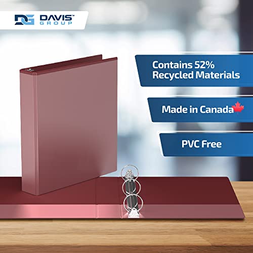 Image of Easyview 3-Ring Binder, Clear-View Cover, 1.5 inch Round Rings, Burgundy, 6 Pk | Heavy-duty binder, fits 8.5 inch x 11 inch paper, customizable cover, made in Canada, ideal for school or office use