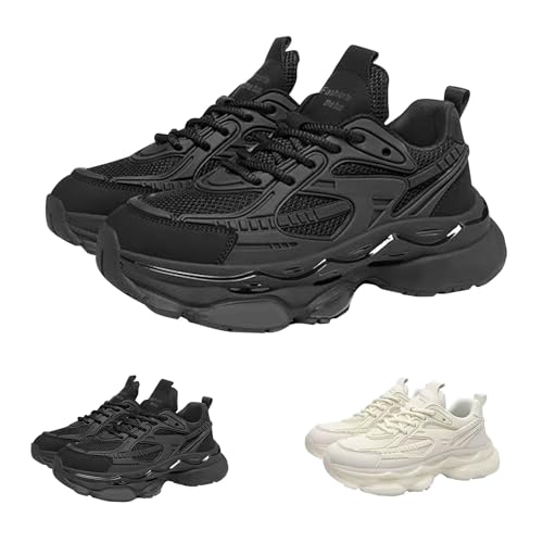Image of Generisch Indoor Shoes Men's 39-44 Wide Foot Casual Shoes Men's Trainers Fashionable Fitness Shoes Camping Sports Shoes Non-Slip Trainers Soft Lightweight Jogging Shoes Plain Lace-Up Shoes, black, 8