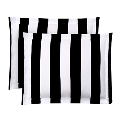 Juicy Couture Cabana Stripe Reversible Bedding Set - Queen Size - Black And White Stripe Print – 6 Piece Set – Includes 1 90" X 90" Comforter, 3 Decorative Pillows, 2 Shams #TOP2