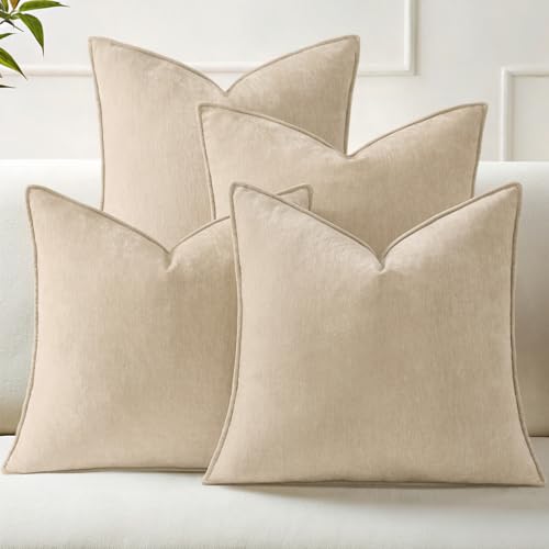 decorUhome Spring Set of 4 Beige Couch Throw Pillow Covers