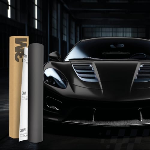 3M 2080 Car Wrapping Film, 30 x 152 cm, Self-Adhesive Car Film for Car, Motorcycle, Boat, 3D Paint Protection Film with Air Ducts for Foiling (DM12 Dead Matte Black)