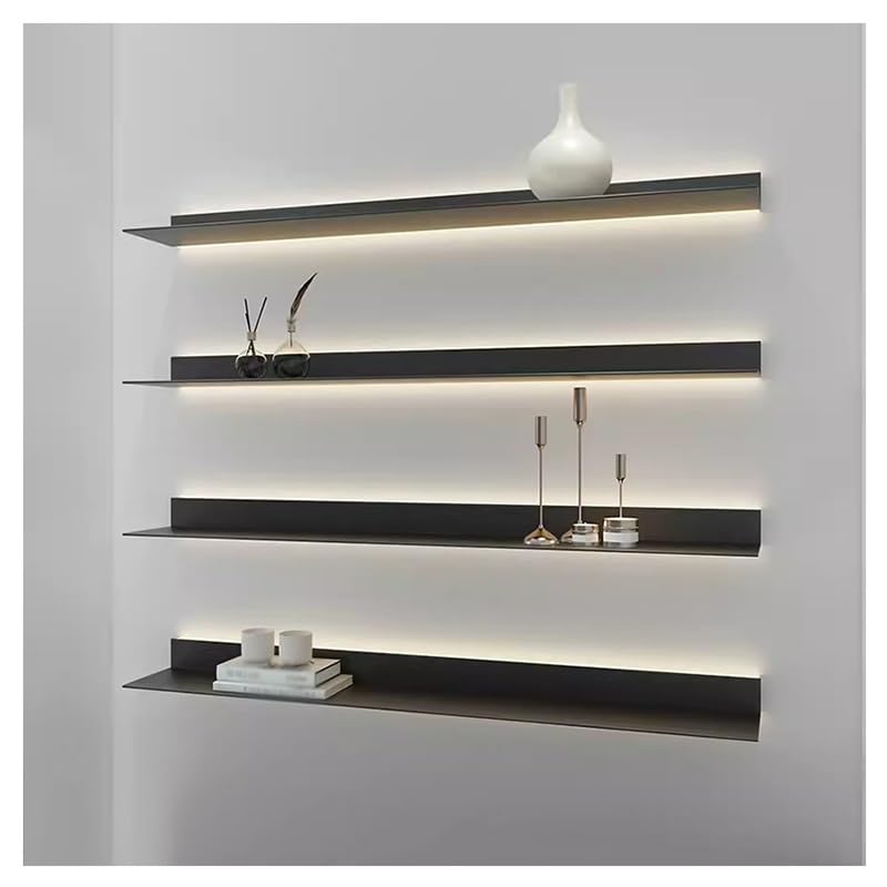 Étagère murale en métal émettant de la lumière dans le salon