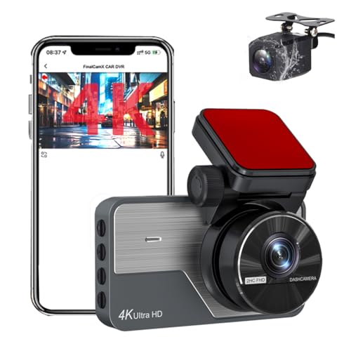 Caméra de tableau de bord à double objectif pour voiture, UHD 4K + 2K avant et arrière, capteur G Wi-Fi intégré, écran IPS de 7,6 cm, 2160p + 1440p, double enregistrement, caméra DVR de voiture, super