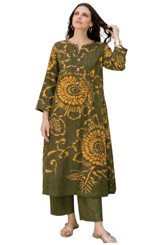 Image of ANNI Designer Kurta Set for Women Erode Rayon Printed | Kurti Set for Woman | Kurta Palazzo 2 Piece Outfit | Band Collar 3 /4 Sleeve A-Line Fit Ethnic Dress Stylish Kurta Sets for Women Clothing