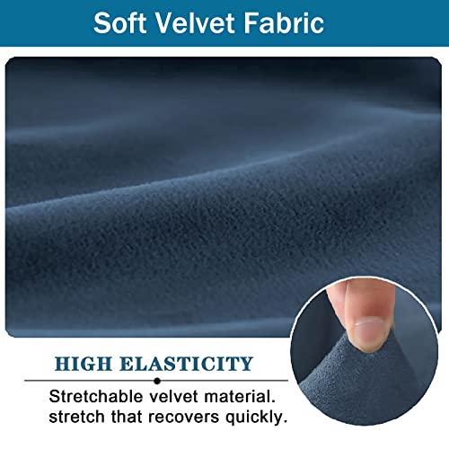 Funda de terciopelo para sillón club azul elástica y lavable OBASDFD 5