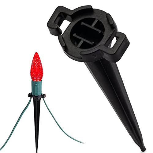 morxinle Estacas de luz navideñas, 4,5 pulgadas de plástico para suelo C7 C9, estacas para decoración de Navidad, exteriores, jardín, terraza, vela, pilas de repuesto (50 unidades) Cover