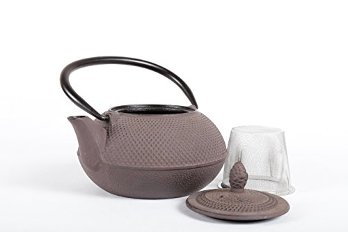 Creative Home Kyusu 30 Oz. Cast Iron Tea Pot With Removable Stainless Steel Infuser Basket, Brown #TOP3
