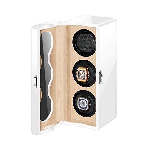 Preisvergleich Produktbild SMDFDN Automatische Uhrenbeweger, Uhrenbeweger Boxen automatisches Drehen Uhrenbeweger Premium-Piano-Finish Außen mit weicher Flexible Uhr Kissen Muten Motor Box (Color : White)