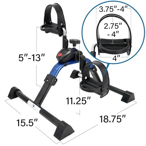 Image of Vaunn Under Desk Bike Pedal Exerciser Ergometer with LCD Display - Mini Pedal Exerciser for Arm & Leg Workout, Folding Desk Cycle for Home Office, Physical Therapy & Low Impact Cardio