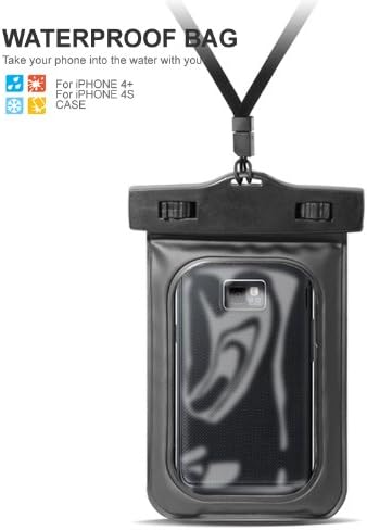 DandyCase Black Waterproof Case for Apple iPhone 4, 4S - Also Works with iPod Touch 3, 4, iPhone 3G, 3GS, & Other Smartphones - IPX8 Certified to 100 Feet [Retail Packaging by DandyCase]