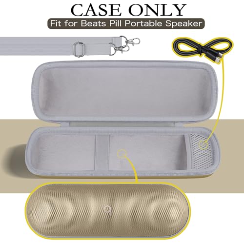 co2CREA Hard Travel Case for Beats Pill Wireless Bluetooth Speaker, Beats by Dr. Dre Pill Waterproof Speaker Carrying Case with houlder strap (Case Only,Excluding speaker)