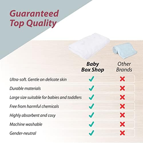 Baby Box Shop - Hooded Baby Towel Newborn, Soft, Cuddly, Highly Absorbent and Machine Washable Newborn Towel - Newborn Baby Hooded Bath Towel, Hooded Bath Towels for Babies - White, 75cm x 75cm
