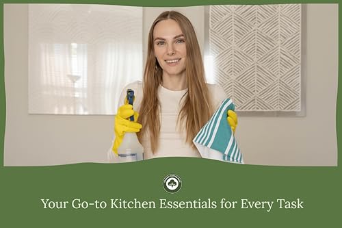 Image of Teal Dish Towels - Highly Absorbent, Lint-Free, 100% Cotton Teal Kitchen Towels - 6 Pack, 30 inchx20 inch, Large Size Striped Dish Cloths with Hanging Loop - Washable and Durable Tea Towels (6 Pack)