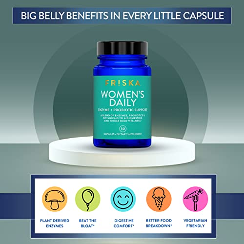 Friska Women's Daily & Collagen Recharge Probiotics Bundle | Digestive Enzymes & Probiotic Supplement | Feminine Gut & Beauty Support | 30 Capsules + 20 Stick Pack #TOP2