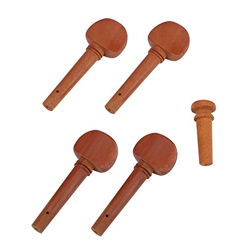 Wood 4/4 Violin Parts Accessories Set 4/4 Violin Fittings Of Violin Tailpiece, Violin Endpin, Violin Fine Tuners, Violin Chinrest/Chin Rest, Tail Gut, 4 Tuning Pegs, String (A + String) Parts For #TOP7