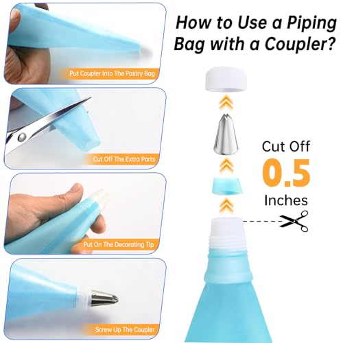 Cake Decorating Kit 35 Pieces - 24 Piping Tips Set with 12 Inch Turntable, Reusable Pastry Bag, Icing Spatula, Scraper, Couplers - Baking Tools for Beginners, Professional Cake Decorating Supplies — view 6