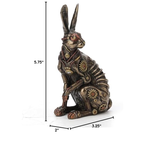 Estatua estilo steampunk conejo acabado bronce miniatura 7