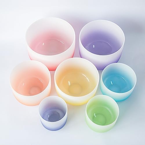 Degrade Kristal Yoga Kase Seti, Ag Ton Seti, 15-30 cm, El Yapımı, Meditasyon Aksesuarları, Negatif Enerjiyi Sürme, Vücudu Dengeleme, Yorgunluk ve Kaygıyı Giderme, B (Ciotola Di Cristallo + Borsa) İçin - Görsel 2
