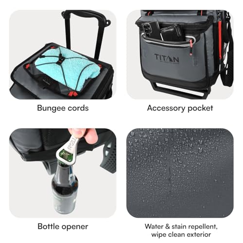 Image of Titan by Arctic Zone 60 Can Wheeled Cooler, Rolling Cart | Collapsible soft sided cooler, detachable rolling AT cart, insulated bag with leak proof lining, for travel, beach, picnic