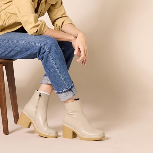Image of Amazon Essentials Women's Platform Ankle Boots with Square Toe, Faux Leather
