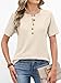 ANRABESS Women Waffle Knit Tops Short Sleeve Henley Shirts Dressy Casual Blouse 2026 Spring Fashion Outfits Trendy Clothes Parchment Large