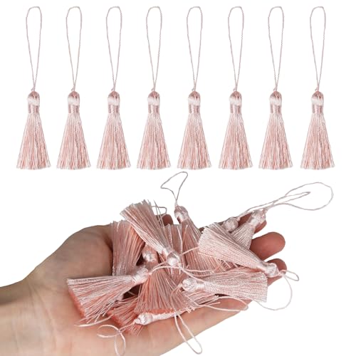 Image of 48Pcs Mini Bookmark Tassels Handmade Keychain Silky Tassel