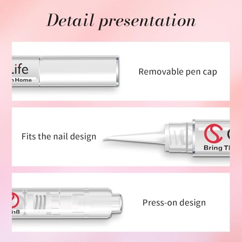 Curvlife New 3 IN 1 Nail Glue Remover Pen, Nail Glue Remover For Press On Nails, Click&Remove Pen Design, Not for Gel Polish Base Coat, For Fake Nails Debonder Adhessive Remover Acetone-free, 2pcs,5ml