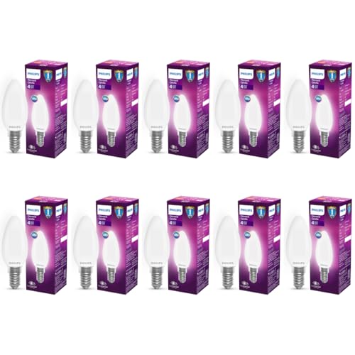 4-Watt 400-lumen Frosted Candle E14 Base (Cool White, Pack of 10) - Decorative, Ambience for Chandeliers, Wall Lights, Desk Lamps, Floor Lamps