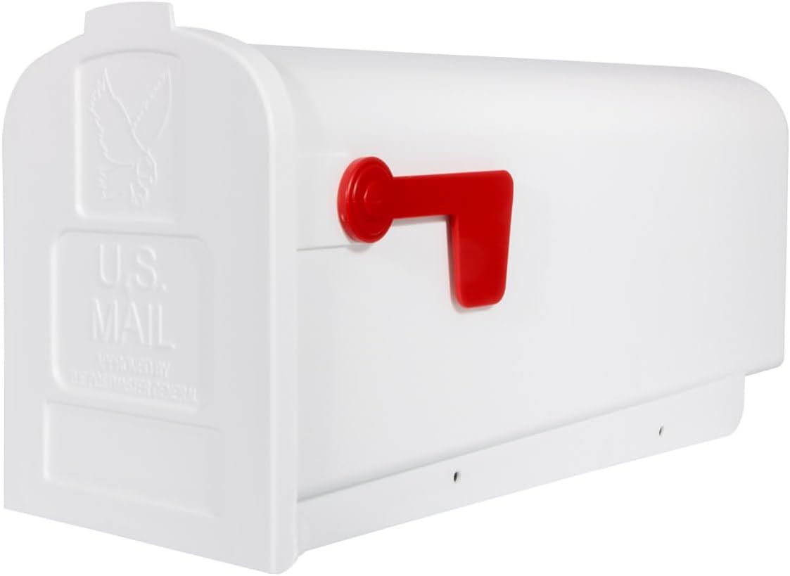 Parsons Plastic Post Mount Mailbox, Compatibility Code A, PL10W0AM, White, Medium Capacity, 1 Count (Pack of 1)