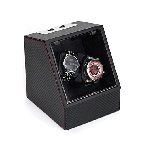 UQTE Automatischer Uhrenbeweger 2 + 0 Kohlefaser Doppelkopf Automatische mechanische Uhr Wickler Box Mover Rotator Wicklung Aufbewahrungsbox Uhrenkabinett Einzelner Uhrenbeweger (Color : D, Size : 1) Cover