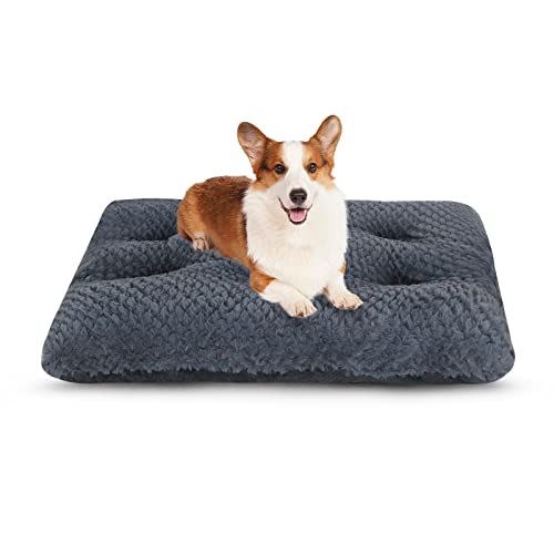 BLEVET Coussin Court en Peluche pour Chien et Chat Matelas de Couchage Doux Disponible en Toutes Saisons MZ136 (55X40 CM, Dark Grey) Cover