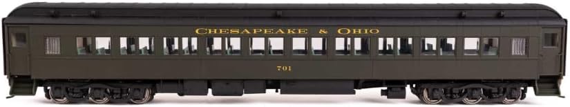 Walthers Proto 920-17606 HO Scale 82' Pullman-Built Heavyweight Paired-Window Coach - Lighted - Ready to Run - Chesapeake & Ohio (Green) #717