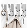 pickpiff Adhesive Wall Hooks for Towels - Sticky Hook Hanging Heavy Duty (13lb), Hanger for Door, Bathroom, Dorm, Closet - for Coats, Purse, Bag, Robe - No Damage to Wall - Silver 4 Pack