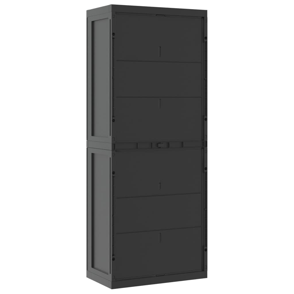 ZEYUAN Armario de almacenaje Exterior PP Negro 65x37x165 cm, Armario Exterior Escobero, Mueble Exterior Almacenaje, Armario Exterior Jardin, Muebles Jardin Exterior - 364206