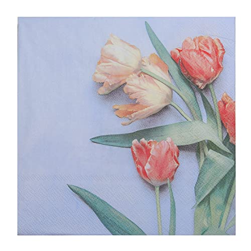 Stewo Servietten mit Aufdruck für Geburtstag, Ostern, zu Kaffee + Kuchen oder als Geschenk 2x20 Stück, 3-lagig (Tulpen)