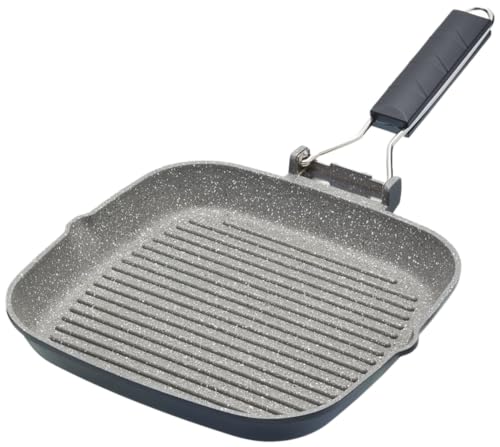 MasterClass Non-Stick Induction-Safe Griddle Pan with Folding Handle, 20 cm (8”), ['Grey']