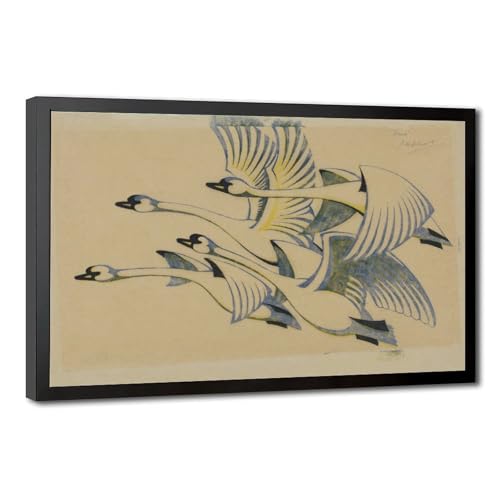 Toile Swans Cyril Power - Cadre à suspendre haut de gamme pour mur salon