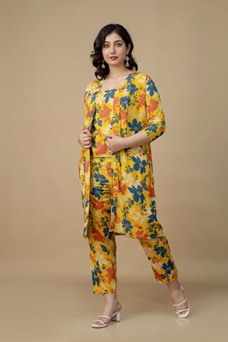 Image of Rayon Floral Printed Cord Set for Women|Western Dress|Three Piece Dress for Women|Round Neck|