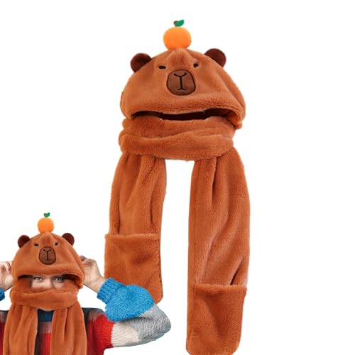 Combo 3 en 1 de capybara con gorro, bufanda y guantes de peluche unisex 7