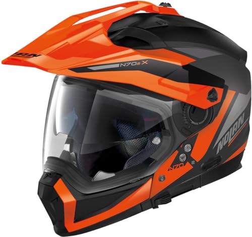 Nolan N70-2 X Stunner N-Com Casco Motocross (Black Matt/Orange,M (58))