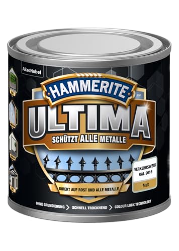 Hammerite Vernice protettiva per metallo ULTIMA opaca, colore bianco traffico RAL 9016 250 ml 9016 4007591724397 Ral 250 Ral