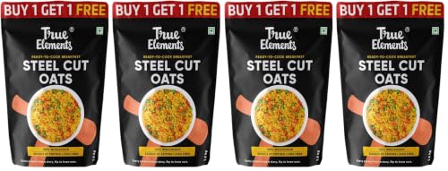 Image of True Elements Steel Cut Oats 3kg (1.5kg Pack of 4) - Steel Cut Oats | 100% Wholegrain | Protein Rich Oats Breakfast | Healthy and Fibre Rich Breakfast