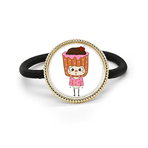 Élastique à cheveux en métal argenté anti-glisse avec cupcake
