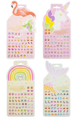 Image of Stick On Earrings - Girls 3D Unicorn Sticker Earrings Self-Adhesive Glitter Craft Gem Stickers Easter Stick on Earring (Multistyle Theme Set)