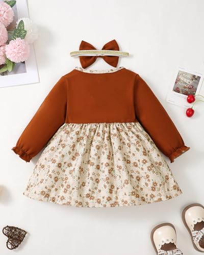 Newborn Baby Girl Dress Toddler Long Sleeve Ruffle Floral Dress Infant Girl Outfit Cute Baby Fall/Winter Dresses for Girls3