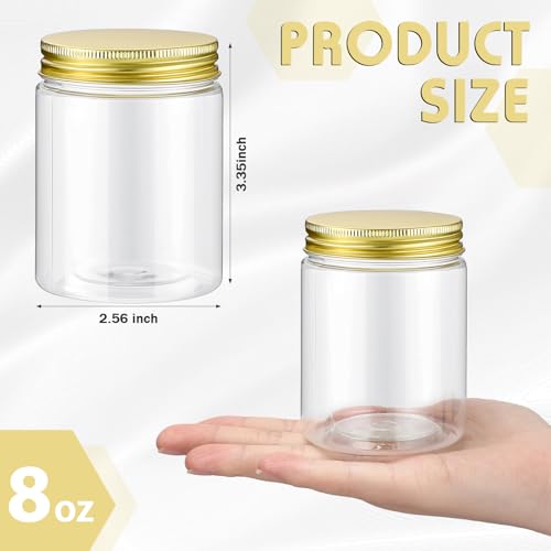Wesiti 200 Pcs 8 oz Clear Plastic Mason Jars Containers With Screw on Gold Lids Refillable Round Empty Plastic Jars Storage Containers Reusable for Kitchen Household Dry Food Storage Honey Herb Nuts by Wesiti - Image 2