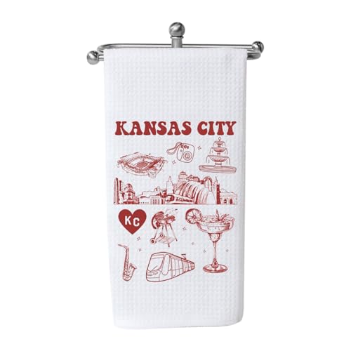 WCGXKO Kansas City Travel Kitchen Towel Family Trip Merchandise Kansas Landmarks Souvenirs Dish Towel (Kansas City)